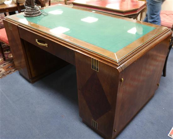 A French Art Deco partners desk, W.150cm